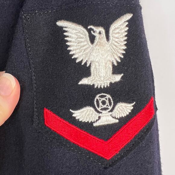 Vtg U.S. Navy Cracker Jack Uniform Brownwood 40L Wool Jumper Dress Blue Sailor - Picture 3 of 9